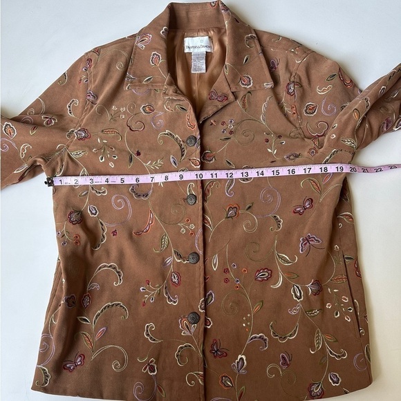 Vintage Draper’s and Damon’s Brown Floral Embroidered Retro Shirt Jacket Small - Picture 4 of 7